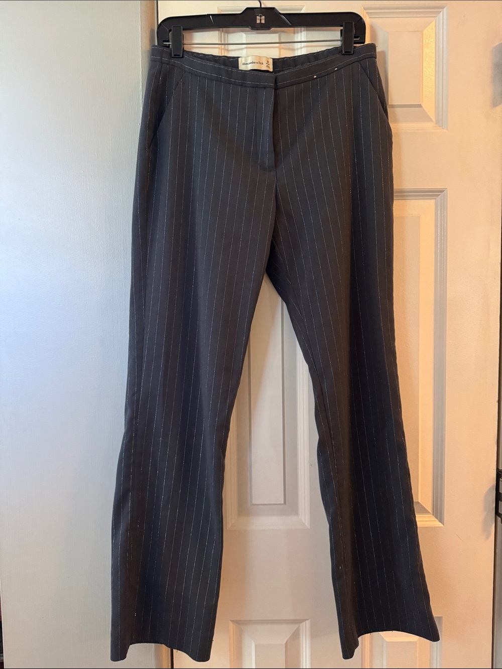 Abercrombie & Fitch Dusty Blue and Silver Pinstripe Dress Pants